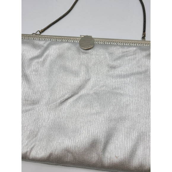 Vintage 1960's Handbag Clutch Silver Chain Strap Coin Purse - Picture 3 of 9